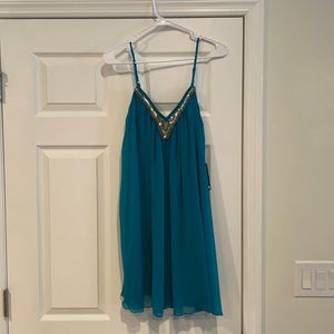 Express Teal Embellished Dress Size: S